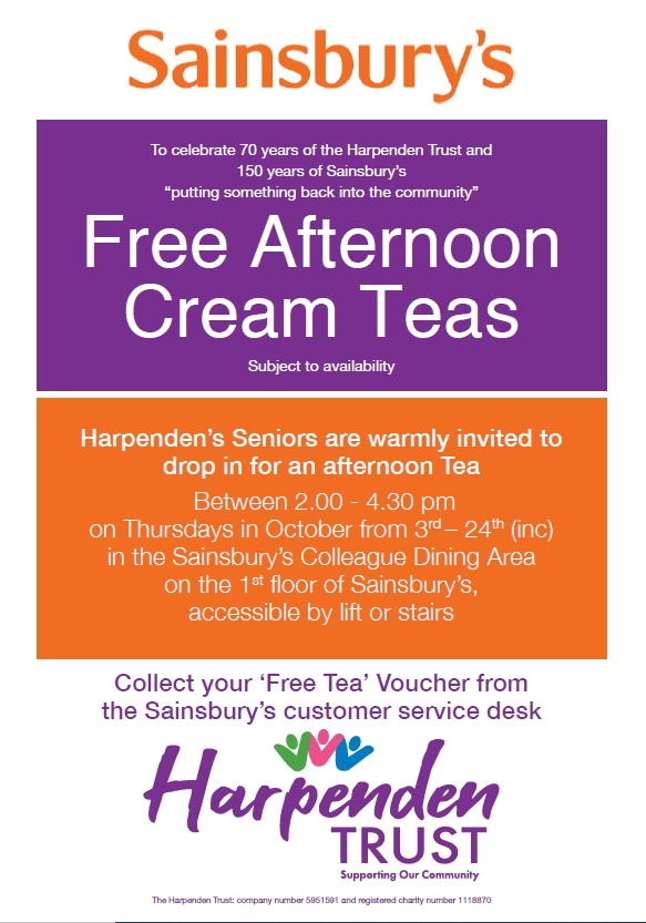 Harpenden seniors afternoon cream tea at Sainsbury's The Harpenden Trust